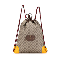 Gucci AB Gucci Brown Beige Coated Canvas Fabric GG Supreme Animalier Backpack Italy