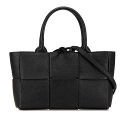 Bottega Veneta B Bottega Veneta Black Lambskin Leather Leather Mini Lambskin Intreccio Arco Tote Italy