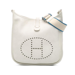 Hermès B Hermès White Ivory Calf Leather Clemence Evelyne III PM France