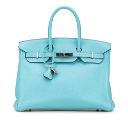 Hermès B Hermès Blue Light Blue Calf Leather Togo Birkin Retourne 35 France