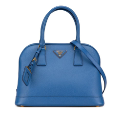 Prada AB Prada Blue Saffiano Leather Medium Lux Open Promenade Satchel Italy