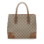 Gucci B Gucci Brown Beige Canvas Fabric GG Handbag Italy