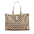 Gucci B Gucci Brown Beige Canvas Fabric GG Abbey D- Ring Tote Bag Italy