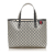 Gucci AB Gucci Gray with Black Coated Canvas Fabric GG Supreme Web Tote Bag Italy