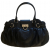 Salvatore Ferragamo Black Calf Leather Gancini Handbag Italy