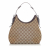 Gucci B Gucci Brown Beige Canvas Fabric GG Shoulder Bag Italy