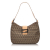 Fendi AB Fendi Brown Beige Canvas Fabric Zucchino Shoulder Bag ITALY