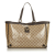 Gucci B Gucci Brown Beige with Black PVC Plastic GG Crystal Abbey D-Ring Tote Bag Italy