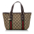 Gucci B Gucci Brown Beige with Multi Canvas Fabric GG Jolicoeur Tote Bag Italy