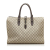 Gucci B Gucci Brown Beige Coated Canvas Fabric GG Supreme Jackie Tote Italy