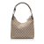 Gucci B Gucci Brown Beige Canvas Fabric GG Shoulder Bag Italy