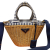 Prada Wicker and canvas shopping bag