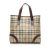 Burberry B Burberry Brown Beige Coated Canvas Fabric Haymarket Check Tote Italy