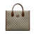 Gucci A Gucci Brown Beige Coated Canvas Fabric GG Supreme Interlocking G Satchel Italy