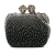 Alexander McQueen AB Alexander McQueen Black Calf Leather Mini Queen And King Skull Clutch on Chain Italy
