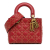 Christian Dior B Dior Red Lambskin Leather Leather Small Lambskin Cannage Studded Supple Lady Dior Italy
