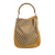 Gucci B Gucci Brown Beige with Yellow Canvas Fabric Bamboo GG Satchel Italy