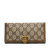 Gucci B Gucci Brown Beige Coated Canvas Fabric GG Supreme French Long Wallet Italy