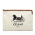 Celine AB Celine White Ivory with Brown Canvas Fabric Carriage Clutch Italy