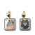 Hermès B Hermès Gold with Blue Gold Plated Metal Swift As De Coeur Push Back Earrings France