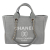 Chanel Deauville Medium Raffia 2-Ways Tote Bag Grey