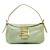 Fendi B Fendi Green Light Green Coated Canvas Fabric Zucchino Crystal Double Flap Shoulder Bag Italy