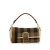 Fendi AB Fendi Brown Canvas Fabric Pequin Gingham And Raffia Baguette Satchel Italy