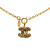 Chanel B Chanel Gold Gold Plated Metal CC Quilted Pendant Necklace France