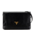 Prada B Prada Black Saffiano Leather Metal Flap Wallet With Strap Italy