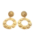 Chanel B Chanel Gold Gold Plated Metal Sun Coin Medallion Motif Hoop Drop Earrings France