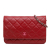 Chanel B Chanel Red Lambskin Leather Leather Classic Lambskin Wallet on Chain Italy