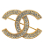 Chanel B Chanel Gold Gold Plated Metal CC Rhinestone Brooch France