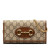 Gucci AB Gucci Brown Beige Coated Canvas Fabric GG Supreme Horsebit 1955 Wallet On Chain Italy