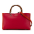 Gucci AB Gucci Red with Orange Calf Leather Medium Bicolor Bamboo Shopper Italy