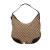 Gucci B Gucci Brown Beige Canvas Fabric Large GG Princy Hobo Italy