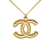 Chanel B Chanel Gold Gold Plated Metal CC Pendant Necklace France