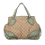 Gucci B Gucci Brown Beige with Green Canvas Fabric GG Tribeca Tote Italy