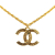 Chanel B Chanel Gold Gold Plated Metal CC Logo Pendant Necklace France