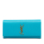 Saint Laurent AB Saint Laurent Blue Aqua Calf Leather Grain de Poudre Monogram Cassandre Clutch Italy