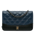 Chanel B Chanel Blue Navy with Black Calf Leather Quilted Aged skin Gabrielle Wallet On Chain Italy