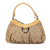 Gucci B Gucci Brown Beige Canvas Fabric GG Abbey D-Ring Shoulder Bag Italy