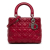 Christian Dior B Dior Red Lambskin Leather Leather Medium Lambskin Cannage Lady Dior Italy