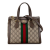 Gucci B Gucci Brown Beige Coated Canvas Fabric Small GG Supreme Ophidia Satchel Italy