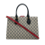 Gucci B Gucci Brown Beige with Black Coated Canvas Fabric Medium GG Supreme Convertible Tote Italy