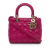 Christian Dior B Dior Pink Dark Pink Lambskin Leather Leather Medium Lambskin Cannage Lady Dior Italy