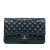 Chanel AB Chanel Blue Navy Lambskin Leather Leather Medium Classic Lambskin Double Flap France