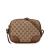 Gucci B Gucci Brown Beige Canvas Fabric GG Bree Crossbody Italy