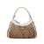 Gucci B Gucci Brown Beige with White Canvas Fabric GG Abbey D-Ring Shoulder Bag Italy