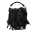 Saint Laurent AB Saint Laurent Black Calf Leather Small Emmanuelle Fringe Bucket Bag Italy