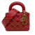 Christian Dior B Dior Red Lambskin Leather Leather Mini Lambskin Cannage Studded Supple Lady Dior Italy